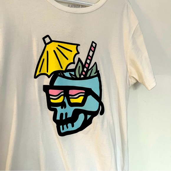 Men Tshirt Neo Trad Skull Head Holiday Beach Cocktail - Picture 4 of 5